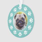 Personalisiertes Aquamarin Happy Pawlidays Dog Fot Ornament (Vorderseite)