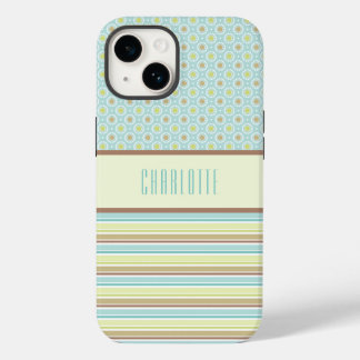 Personalisiertes Aquamarin- & Lime-Green-Muster-Ge Case-Mate iPhone 14 Hülle