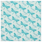Personalisiertes aquamarines Aqua-Name-Dragonfly-F Stoff (Muster)