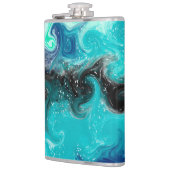 Personalisiertes Aquamarines Blau und Schwarzes Fl Flachmann (Links)