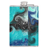 Personalisiertes Aquamarines Blau und Schwarzes Fl Flachmann (Rückseite)