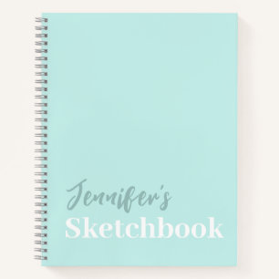 Personalisiertes Aquamarines Blue Script Chic Sket Notizblock