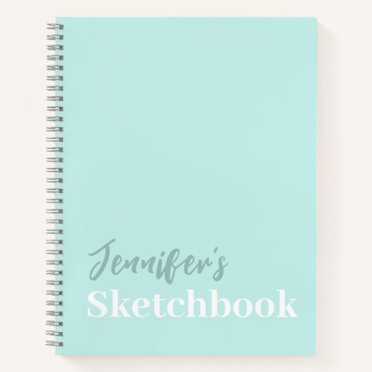 Personalisiertes Aquamarines Blue Script Chic Sket Notizblock (Vorderseite)