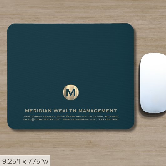 Personalisiertes Aquamarines Gold-Business Monogra Mousepad