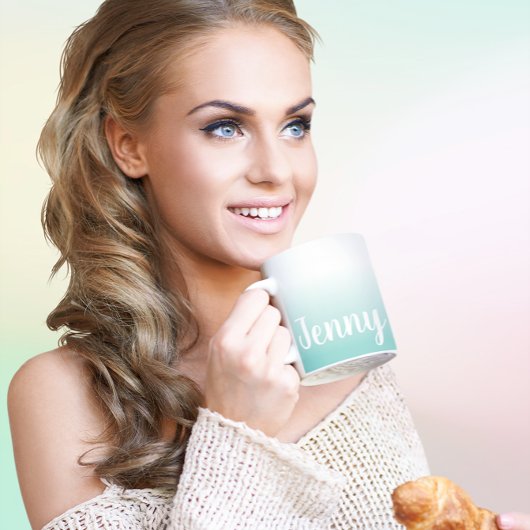 Personalisiertes Aquamarines Licht und weißes Ombr Kaffeetasse