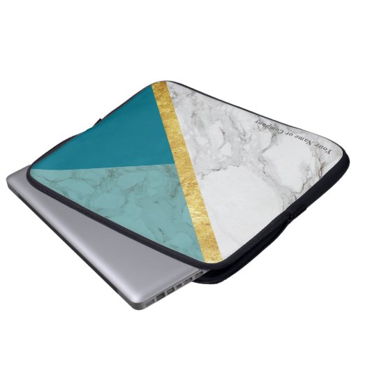 Personalisiertes Aquamarines Marbour & Gold Notebo Laptopschutzhülle (Vorne Knopf)