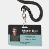 Personalisiertes Aquamarines Schwarz Ausweis (Vorderseite mit Schlüsselband)