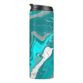 Personalisiertes Aquamarines, türkisfarbenes Marmo Thermosbecher (Nach rechts gedreht)