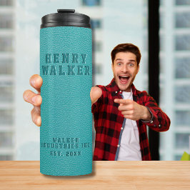 Personalisiertes Aquamarines türkisfarbenes Vegane Thermosbecher