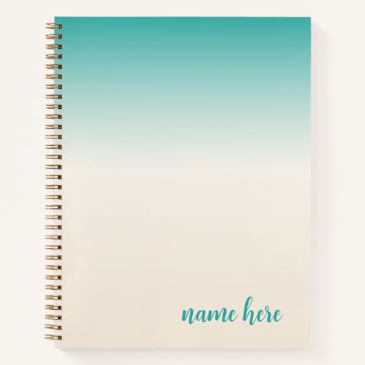 Personalisiertes Aquamarines und Beige-Notebook Notizblock (Vorderseite)