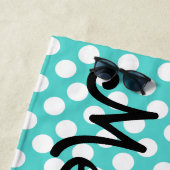 Personalisiertes aquamarines und weißes strandtuch (Beispiel)