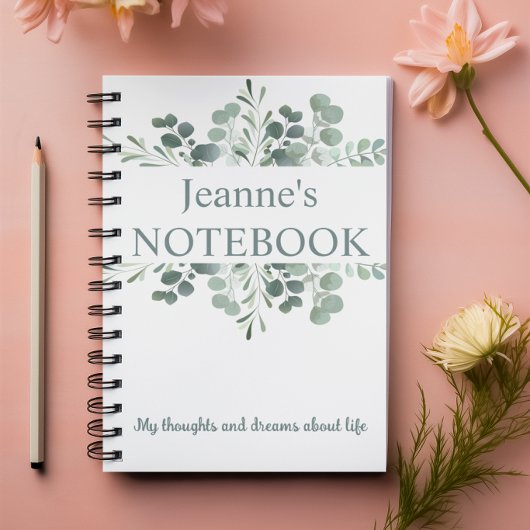 Personalisiertes Aquarell-Botanik-Journal Notizblock