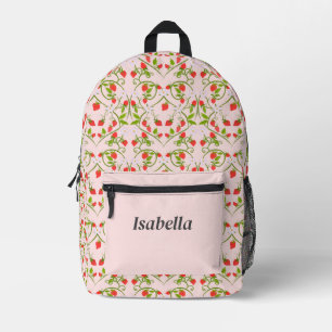 Personalisiertes Aquarell-Erdbeerblüten-Muster Bedruckter Rucksack