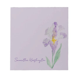 Personalisiertes Aquarell-Lila-Schwertlilie-Notizb Notizblock