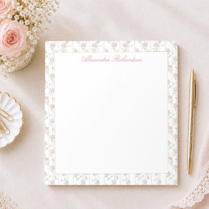 Personalisiertes Aquarell-Rosa-Blumen-Notizbuch Notizblock
