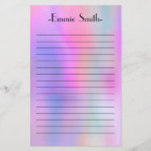 Personalisiertes Aquarell Rosa Lila Liniert Briefpapier (Vorderseite)
