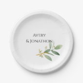 Personalisiertes Aquarell und Imitat Gold Pappteller (Vorderseite)