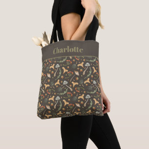 Personalisiertes Aquarell Vintage Pilze & Berry Tasche