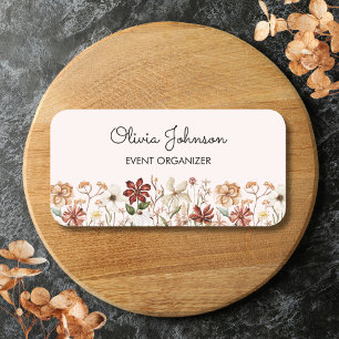 Personalisiertes Aquarell Vintage Wildblumenwiese Namensschild