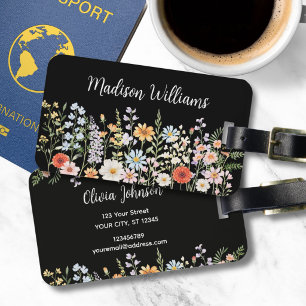 Personalisiertes Aquarell-Wildblumen-Blumen-Elegan Gepäckanhänger
