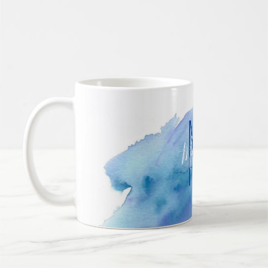 Personalisiertes Aquarellblau Kaffeetasse (Links)