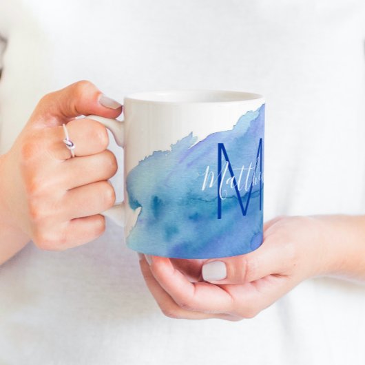 Personalisiertes Aquarellblau Kaffeetasse