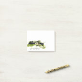 Personalisiertes Aquarellhaus Post-it Klebezettel (Auf Schreibtisch)