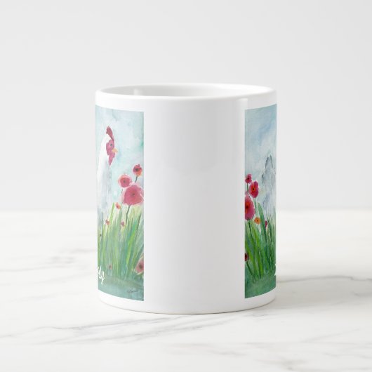 Personalisiertes Aquarellhühnchen Jumbo-Tasse (Vorderseite)