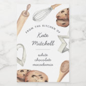 Personalisiertes Aquarellkoch Backen Lebensmitteletikett (Einzelnes Label)