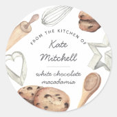 Personalisiertes Aquarellkoch Backen Runder Aufkleber (Vorderseite)
