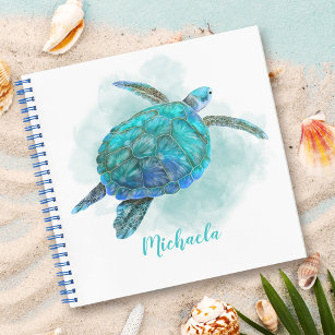 Personalisiertes Aquarellmeerschildkrötenblatt Notizblock