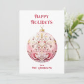Personalisiertes Aquarellpinken Feiertagskarte (Stehend Vorderseite)