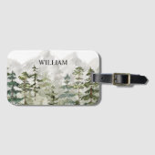Personalisiertes Aquarellwald Gepäckanhänger (Vorderseite (Horizontal))