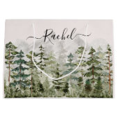 Personalisiertes Aquarellwald Große Geschenktüte (Vorderseite)