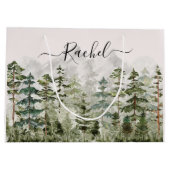 Personalisiertes Aquarellwald Große Geschenktüte (Rückseite)
