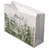 Personalisiertes Aquarellwald Große Geschenktüte (Vorderseite Schrägansicht)