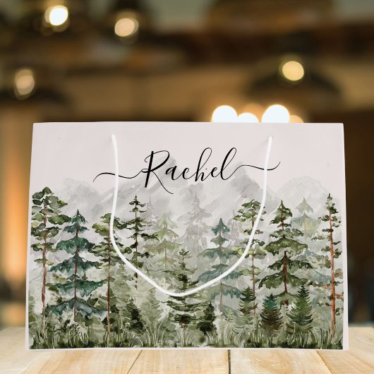 Personalisiertes Aquarellwald Große Geschenktüte