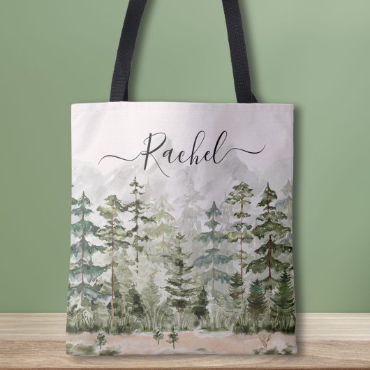 Personalisiertes Aquarellwald Tasche