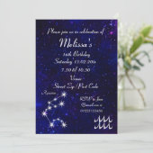 Personalisiertes Aquarius Zodiac Galaxy Party Einladung (Stehend Vorderseite)