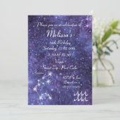 Personalisiertes Aquarius Zodiac Galaxy Party Einladung (Stehend Vorderseite)