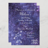 Personalisiertes Aquarius Zodiac Galaxy Party Einladung (Vorne/Hinten)