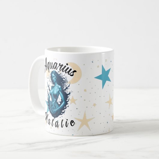 Personalisiertes Aquarius Zodiac-Zeichen Niedliche Kaffeetasse (Vorderseite Links)