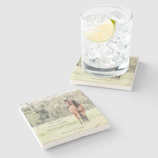 Personalisiertes arabisches Horfferangebot Steinuntersetzer (Seitenansicht)