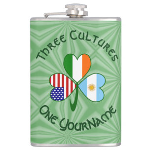 Personalisiertes Argentinien Irland USA Kleeblatt Flachmann