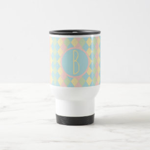 Personalisiertes Argyle-Frühlingsmuster in Pastell Reisebecher