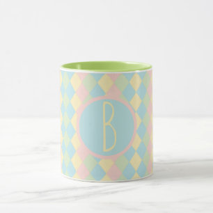 Personalisiertes Argyle-Frühlingsmuster in Pastell Tasse