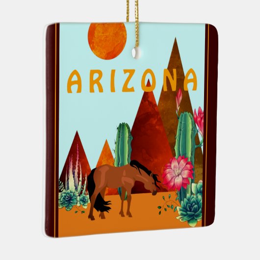 Personalisiertes Arizona-Wüstenpferd Weihnachten Keramikornament (Rechts)