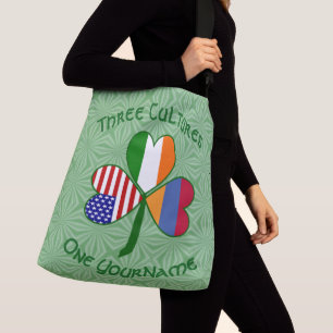 Personalisiertes Armenien Irland USA Kleeblatt Tragetaschen Mit Langen Trägern