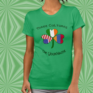 Personalisiertes Armenien Irland USA Shamrock Dame T-Shirt