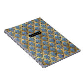 Personalisiertes Art Deco Fan Muster Blau Gold Notizblock (Rechte Seite)